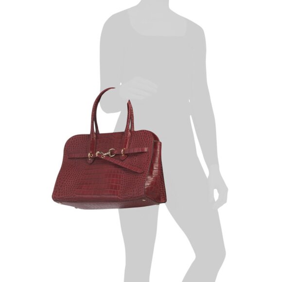 CLAUDIA Red Made In Italy Leather Croco Belt & Buckle Annalou Satchel - Picture 2 of 2